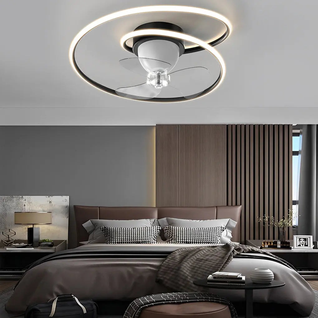 Modern Ceiling Fan Light with Smart 360° Rotation, LED Stepless Dimming, and Timing Features Luxe