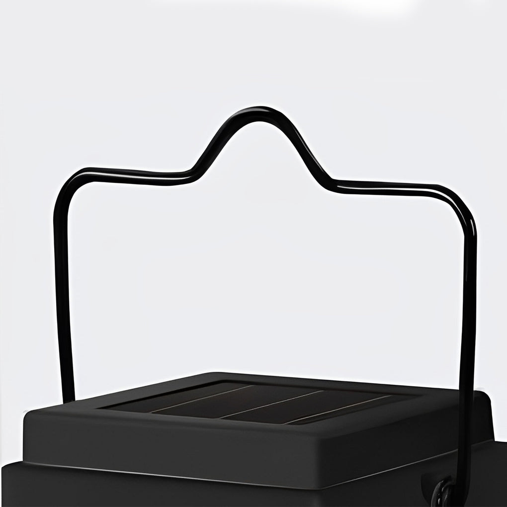 Black Solar Outdoor Portable Lantern — Glass, LED, IP54 Weatherproof, 3000K Warm White