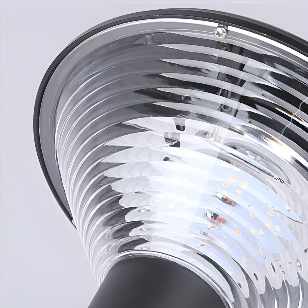 Modern Cylindrical Tapered Solar LED Bollard Light — Black Aluminum, 3-Step Dimming, Remote Control, 24" or 31"