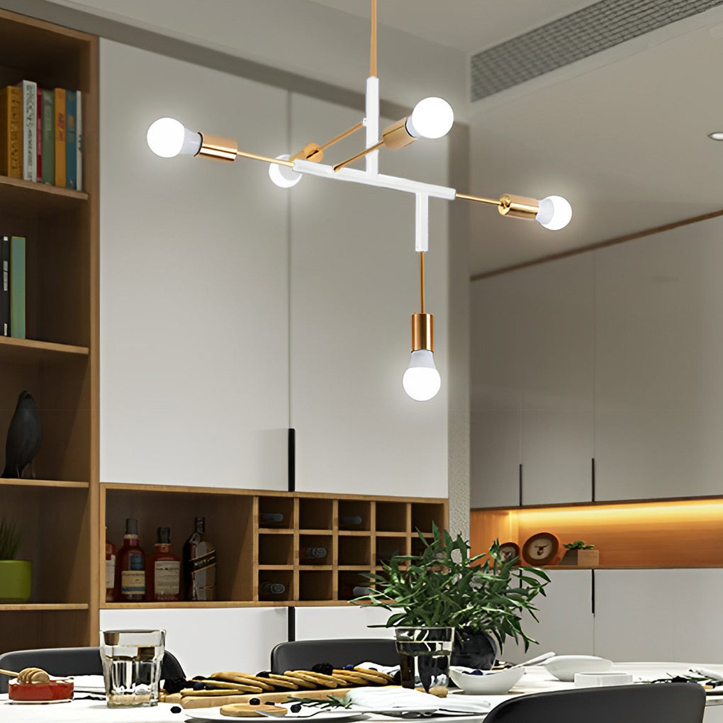 Irregular Branch Modern Chandelier — Electroplated Iron with Copper Arms, 5-Light LED, 33" Diameter