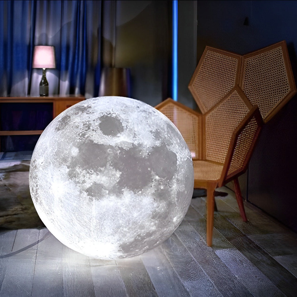 3D Moon Sphere Pendant — Iron, Lunar-Texture Lampshade, Adjustable Hanging Wire, 7.9"–15.7"