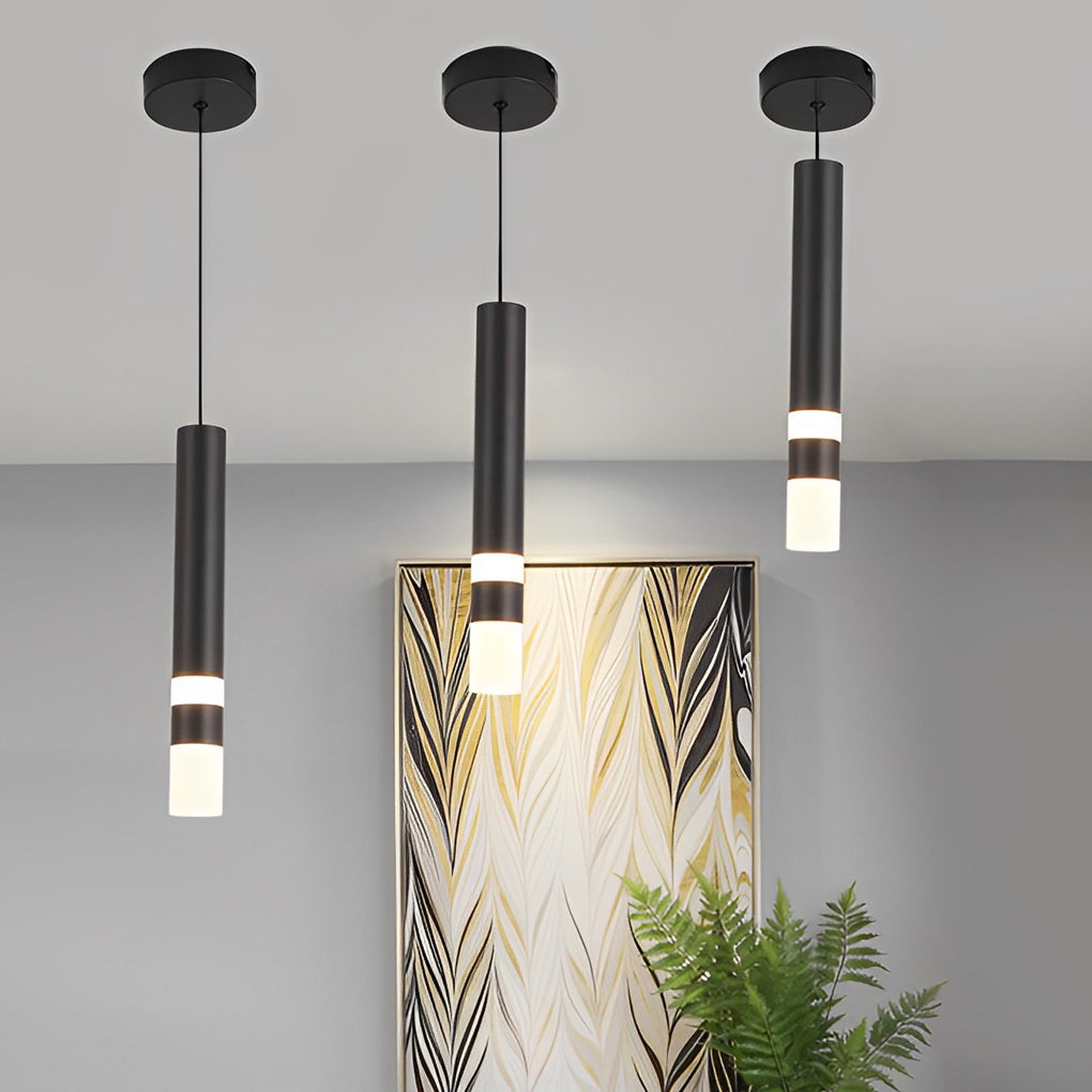 Minimalist Black LED Mini Pendant — Aluminum and Bubble Acrylic, Adjustable 78" Cord