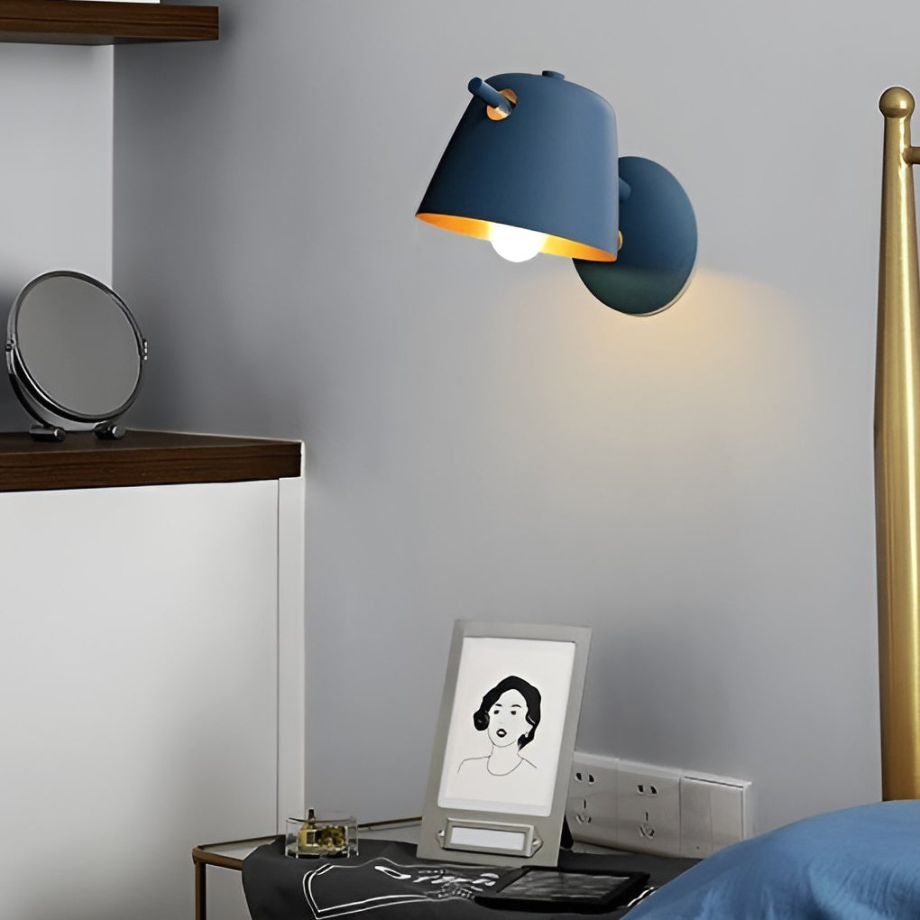 Hat-Style Minimalist Wall Sconce — Matte Iron, E27, 3000K, White / Black / Blue