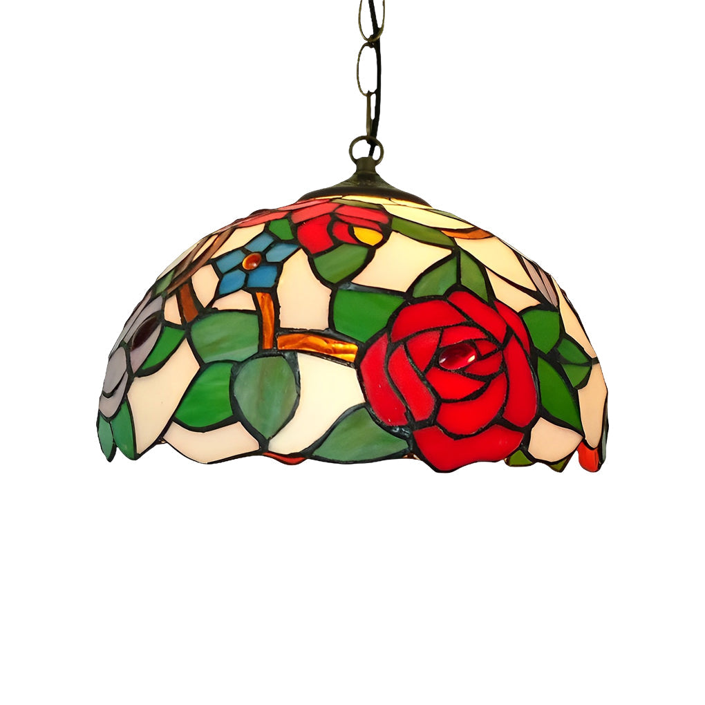 Baroque Mini Pendant Chandelier — Handmade Welded Colorful Glass, E27, 11.8" Diameter