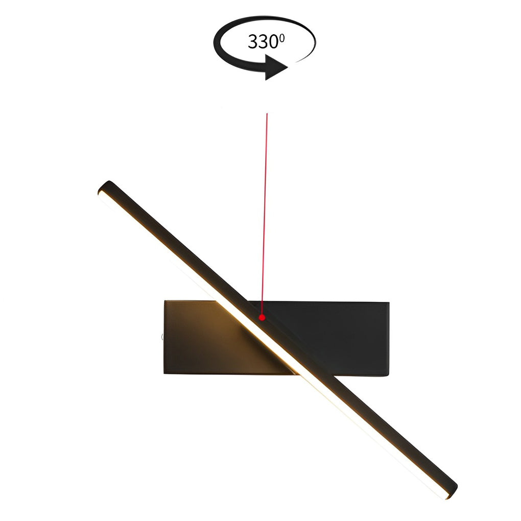 330° Rotatable Linear LED Wall Sconce — Aluminum & Iron, Black or White, 12" or 20"