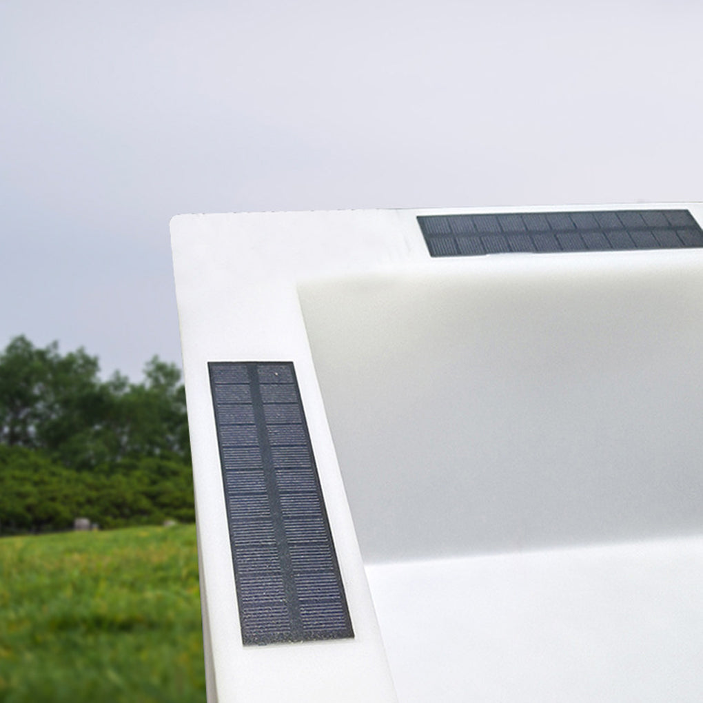 Square Solar Flower Pot Light — PE, LED Warm White 3000K, IP65 Weatherproof, 15.7" × 15.7"