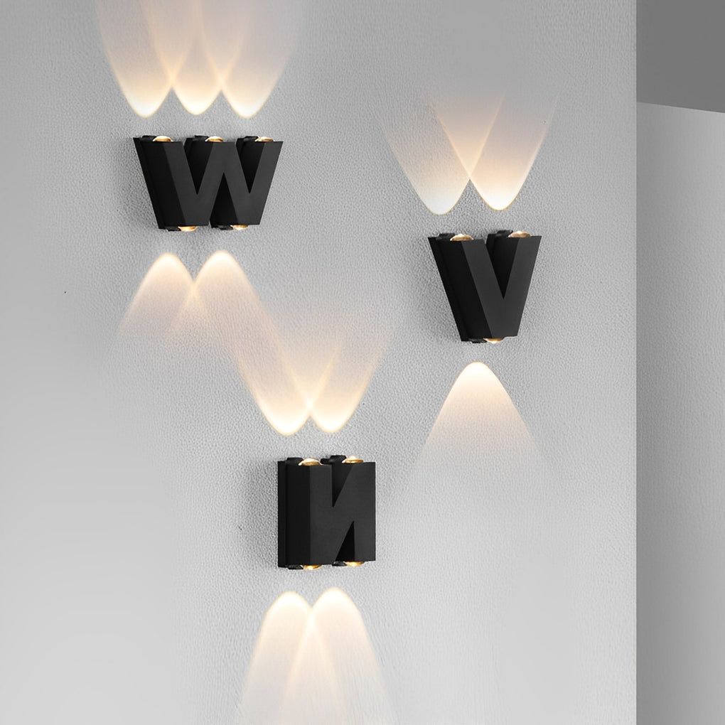 Modern Waterproof LED Outdoor Wall Sconce Lighting with N/V/W Letters - Creative Design