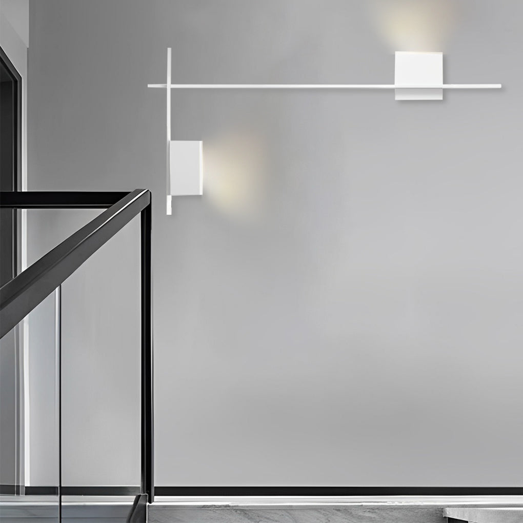 Square Strip Linear Wall Sconce — Iron, LED 10W, Three-Step Dimming (3000K/4500K/6000K), Black or White