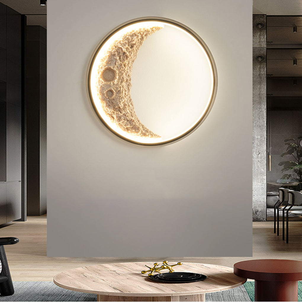 Crescent Moon Outdoor Wall Sconce — Aluminum & Resin, Hardwired LED, 3000K, Art Deco