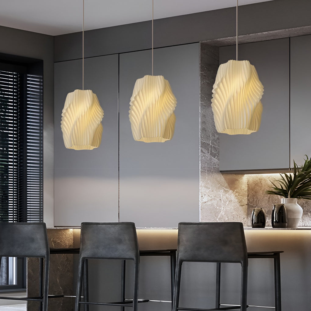 3D-Printed Resin Pendant Light — 16W, 3000K Warm White, Adjustable 78.7" Cord