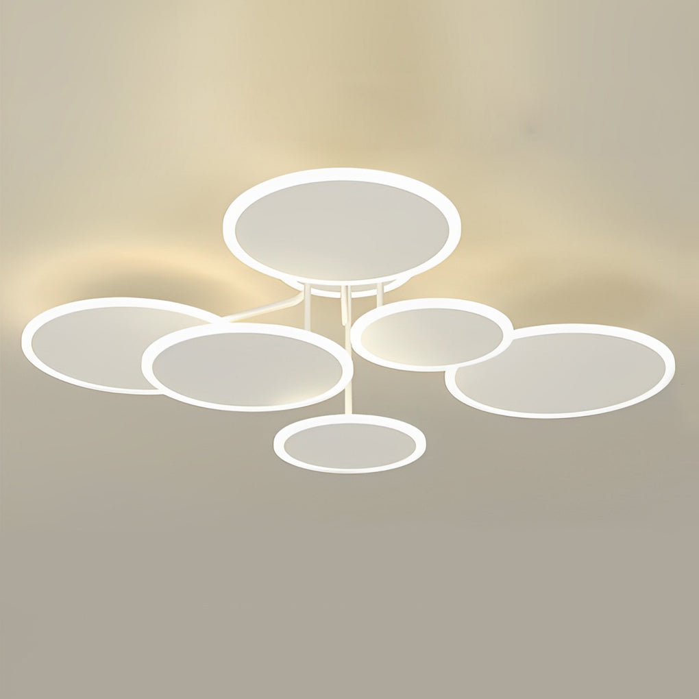 Circular LED Semi-Flush Mount — Matte White Acrylic & Iron, 2/3/6-Light, Three-Step Dimming