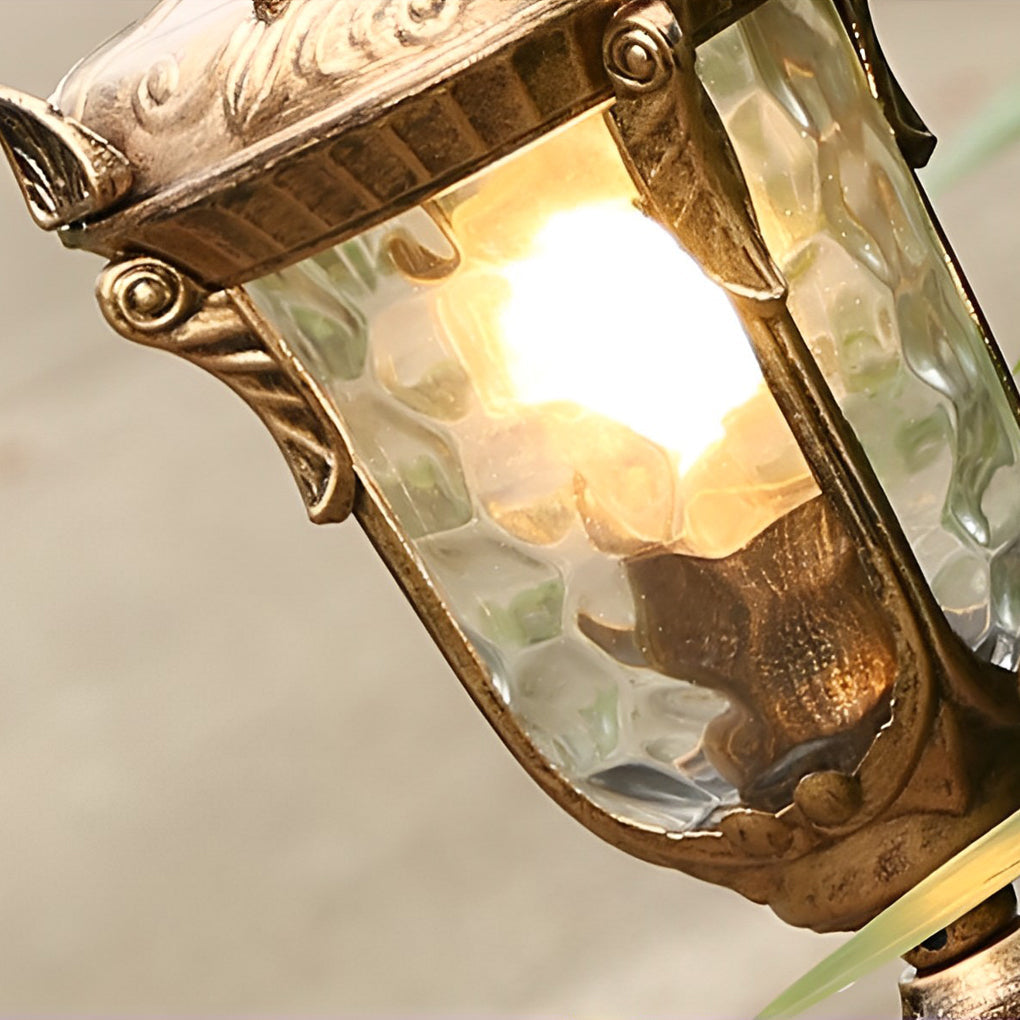 Industrial Outdoor Post Light — Die-Cast Aluminum and Glass, E27, 33" Height, Waterproof, Black / Bronze