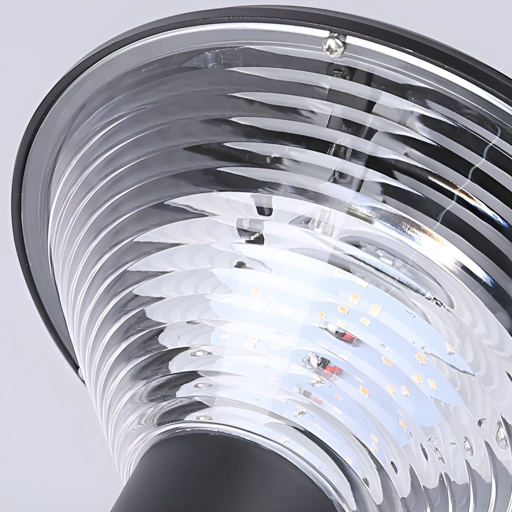 Circular Solar Post Cap Light — Die-Cast Aluminum, Frosted, Remote Control, Light-Control Mode, IP-Rated Weatherproof, 9" Dia.
