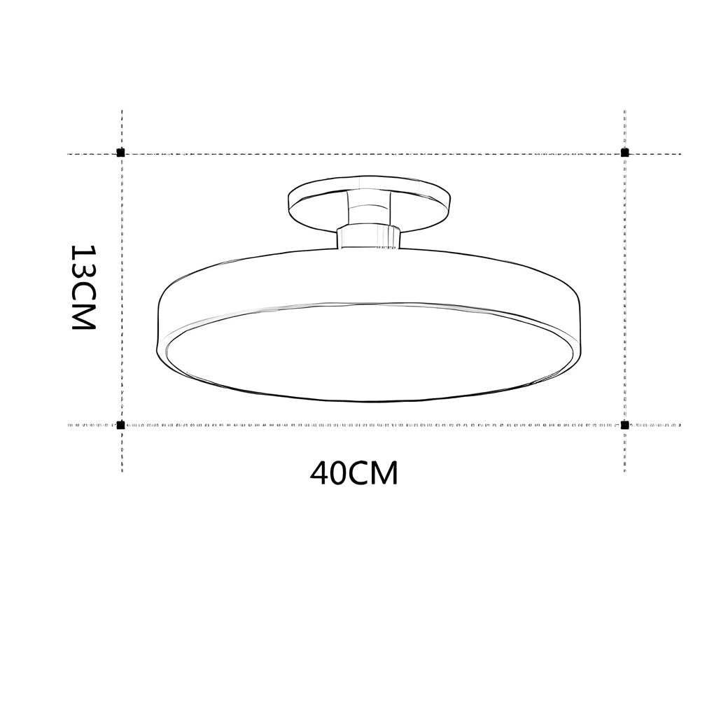 Circular LED Semi-Flush Mount Ceiling Light — Acrylic & Metal, 28W, 3000K/4000K/5000K, 16" Diameter