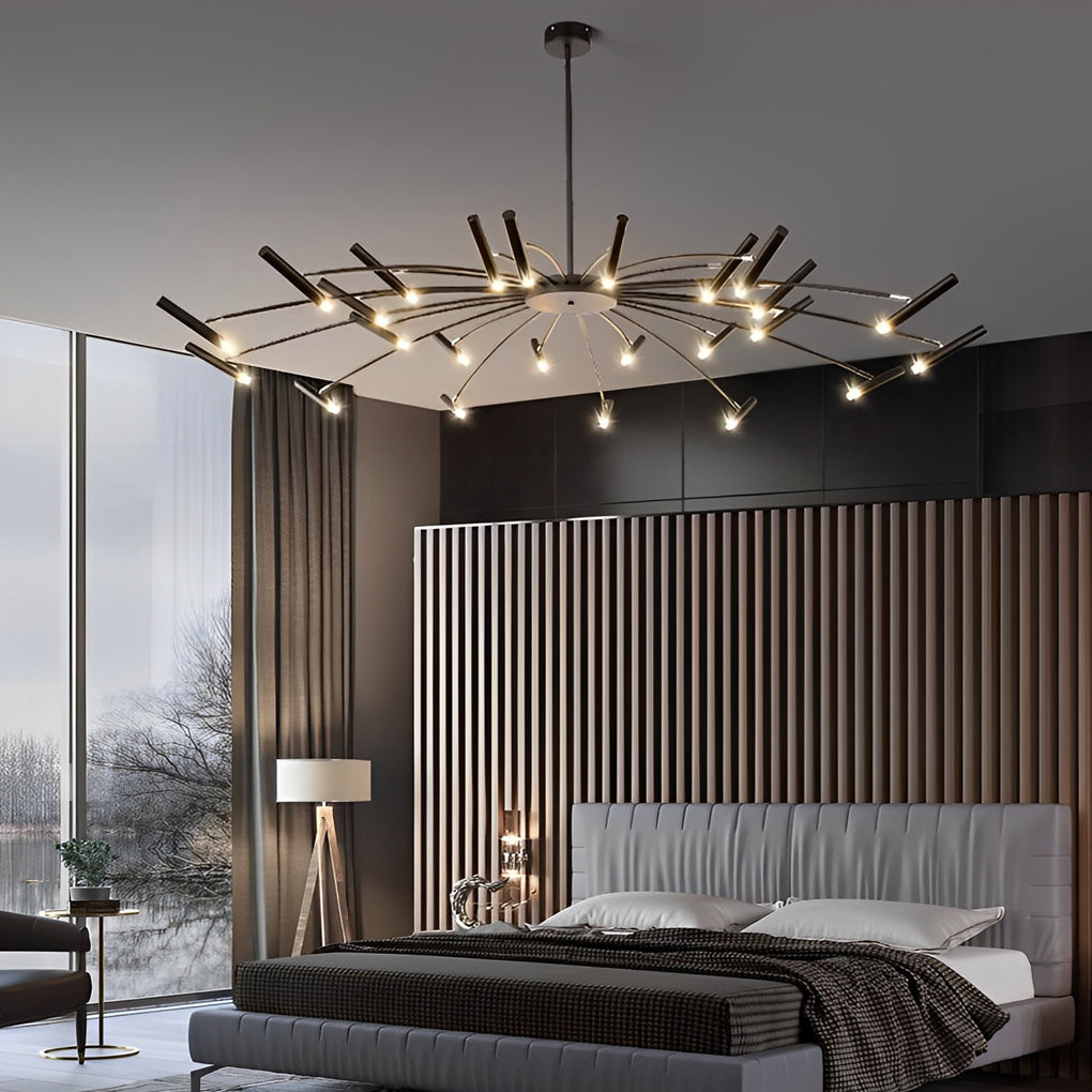 Minimalist Adjustable Metal Chandelier — G9 LED, Three-Step Dimming, 3000K/4500K/6000K, 180° Rotatable Head, Black or White