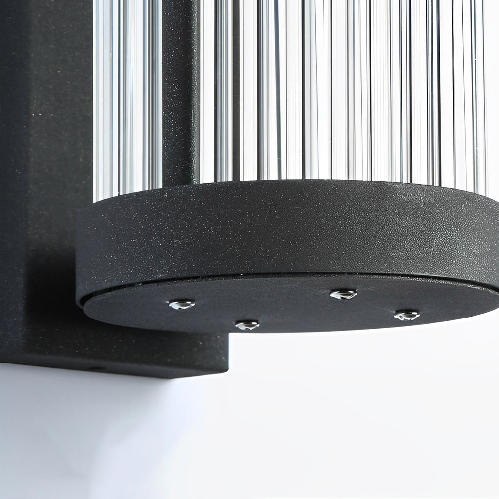 Modern Black Solar / Hardwired Outdoor Wall Sconce — Stainless Steel and Glass, LED, IP54 Weatherproof