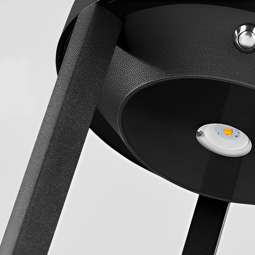 Modern Black Solar Bollard Path Light — Die-Cast Aluminum, LED, Three-Step Dimming (3000K/4500K/6000K), IP55 Weatherproof