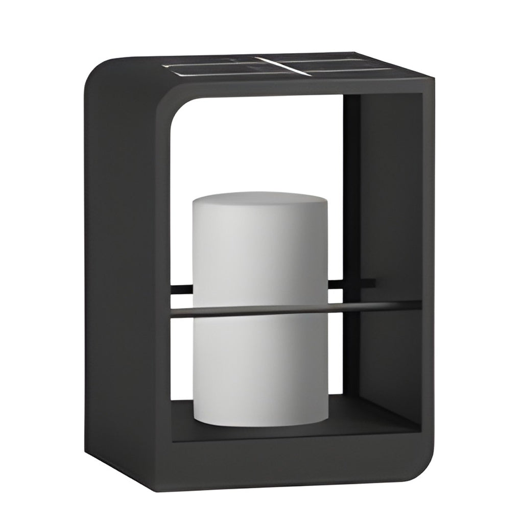 Modern Black Rectangular Frame Outdoor Lantern — Stainless Steel & PMMA, Solar / Hardwired, LED 3200K, IP54, 11", 17", or 29"