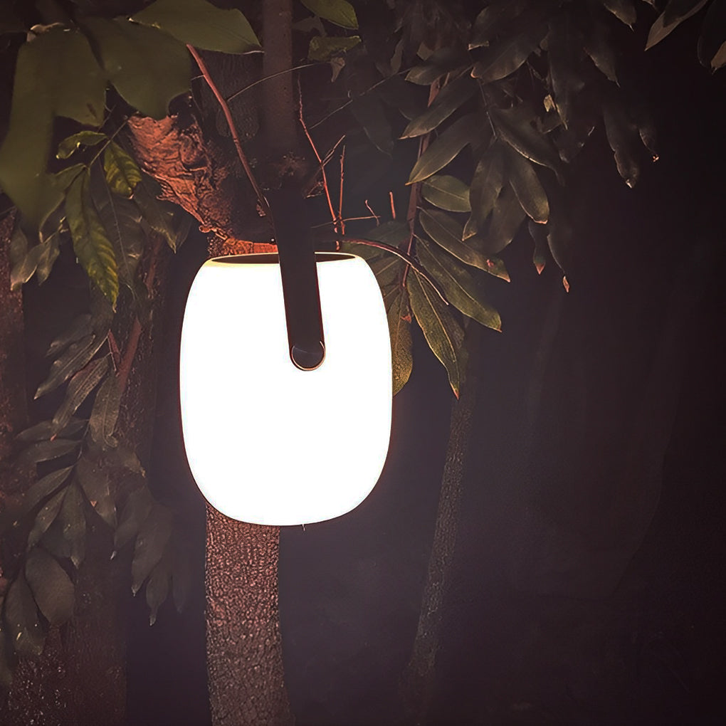 Modern Solar Portable Outdoor Lantern — PE with Wood Grain, LED 3000K, Waterproof