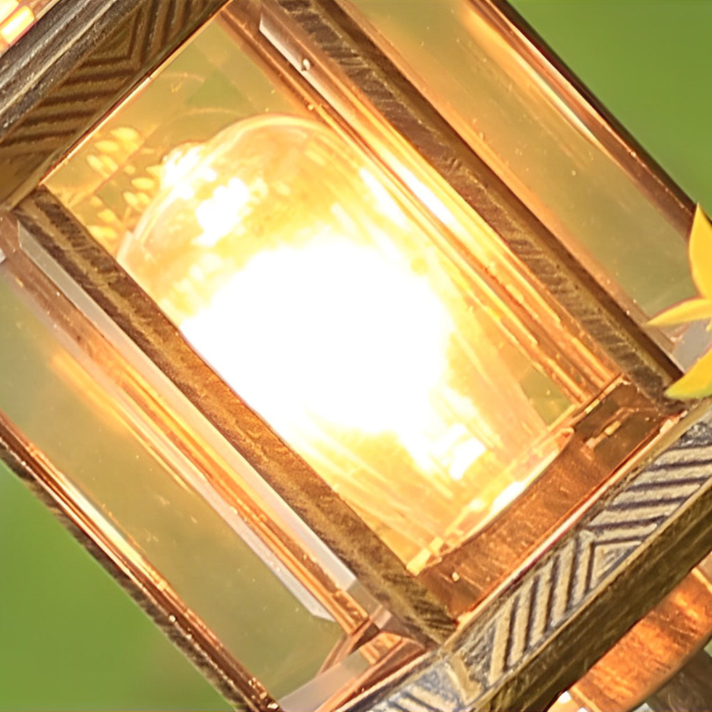 Vintage Golden Outdoor Post Light — Die-Cast Aluminum and Glass, E27, 46" H, Waterproof Rustproof