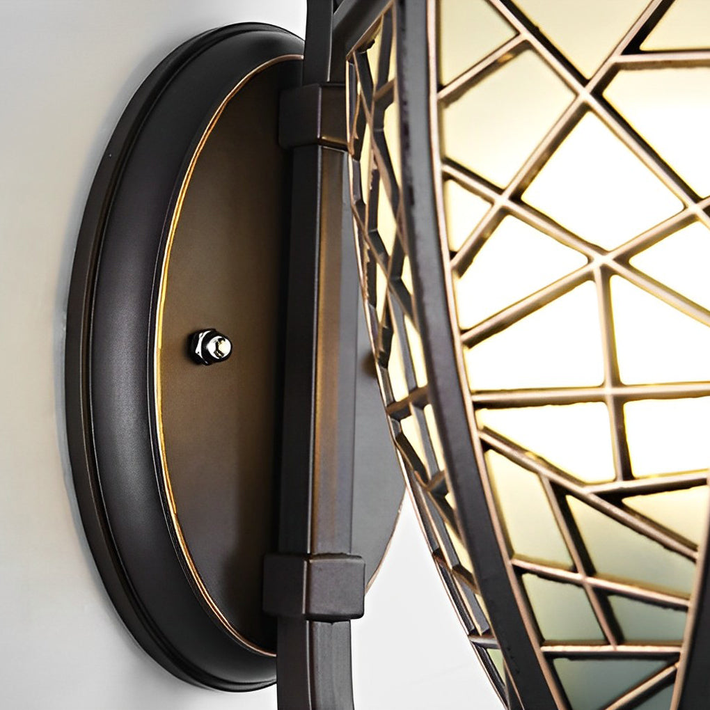 Retro-Pattern Solar Outdoor Wall Sconce — Die-Cast Aluminum, Black, IP55 Weatherproof