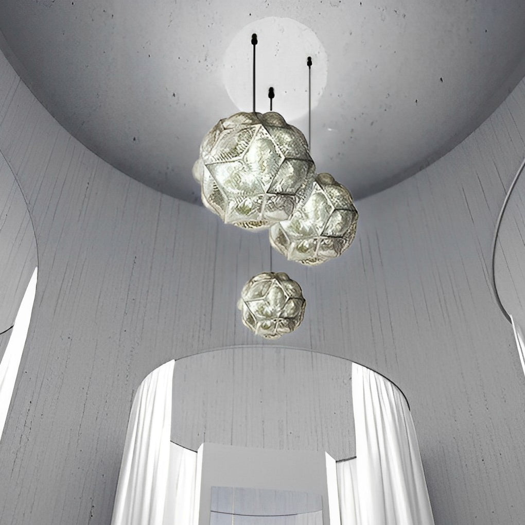 Postmodern Irregular Ball Chandelier — Stainless Steel, 3D Sculptural, Chrome or Gold, 12" or 17"