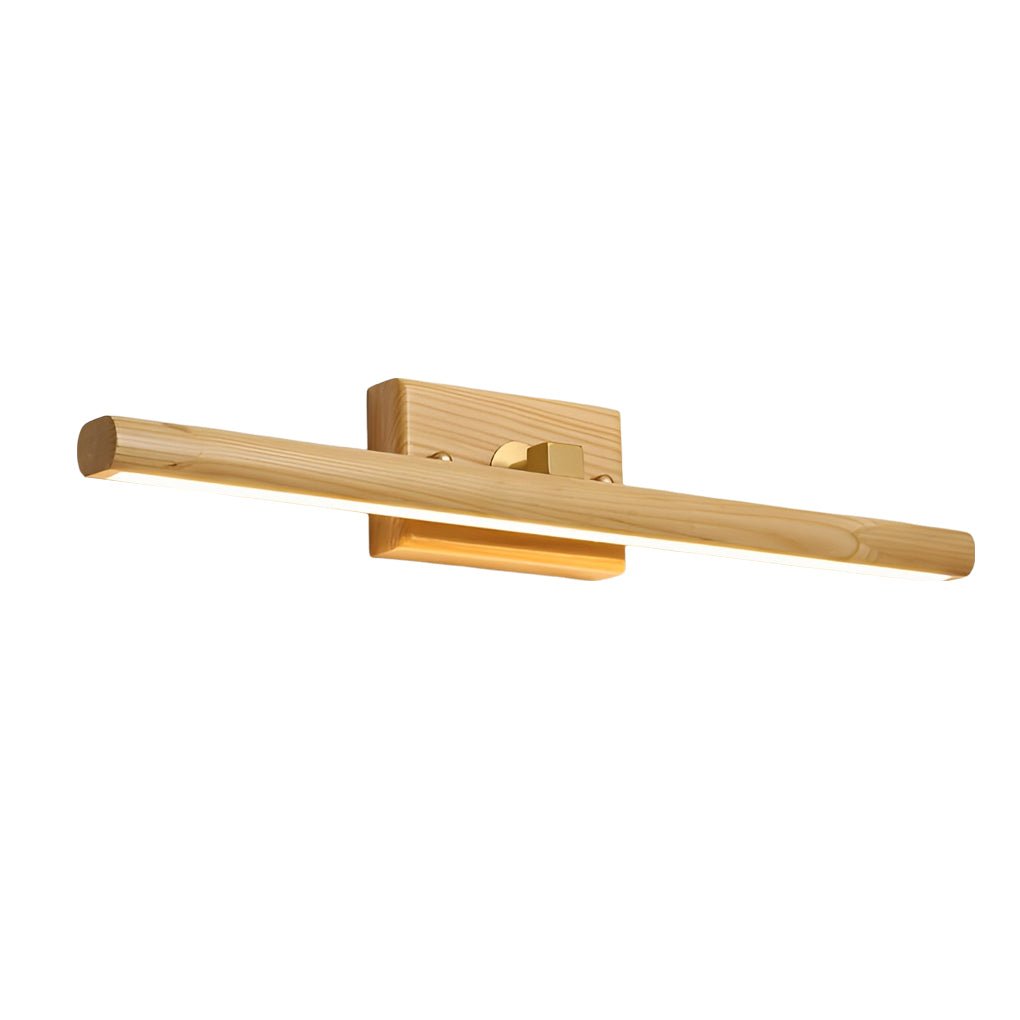 Rotatable Wood and Brass Vanity Light Bar — LED, 180° Adjustable, Three-Color Dimming, 15", 23", or 35"