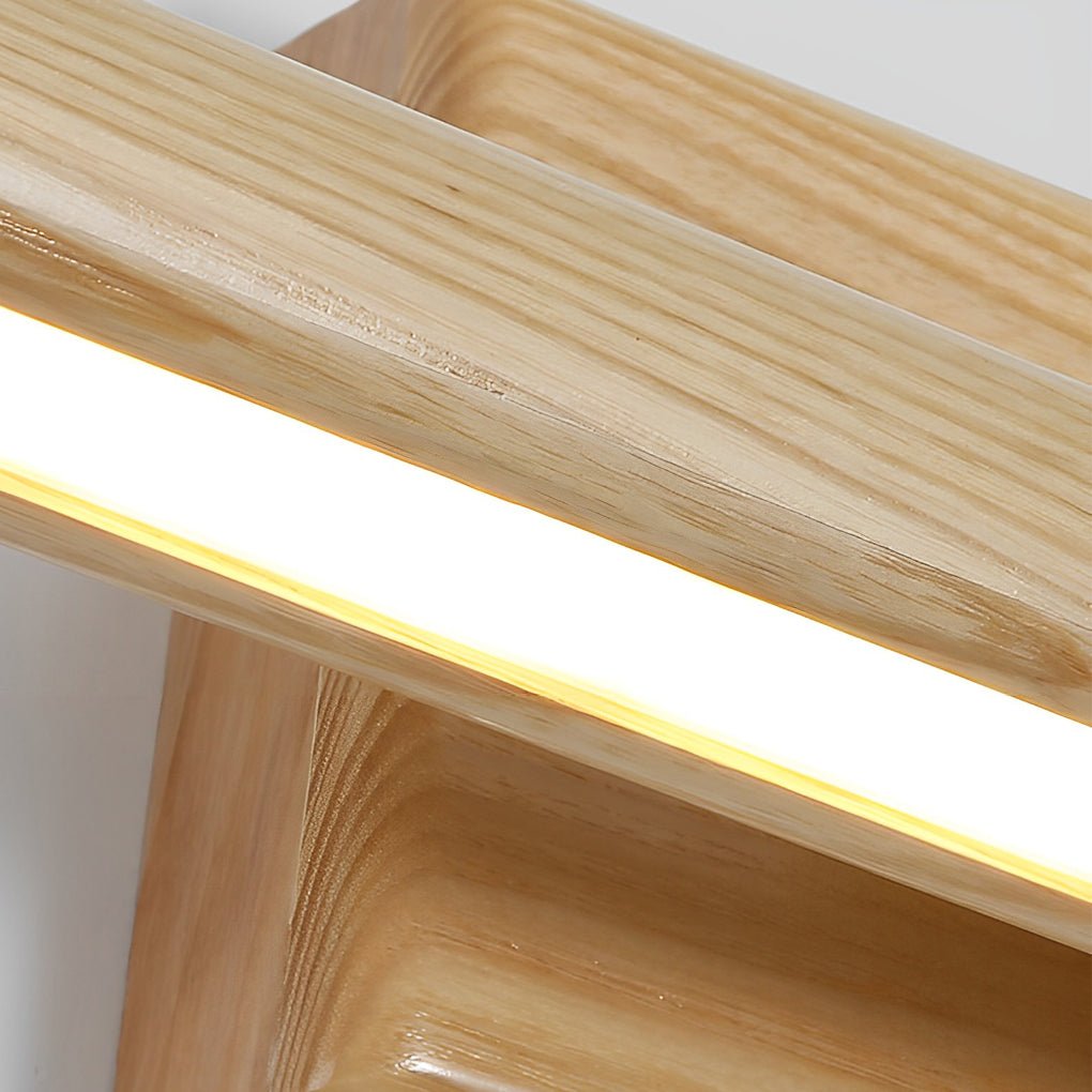 Rotatable Wood and Brass Vanity Light Bar — LED, 180° Adjustable, Three-Color Dimming, 15", 23", or 35"