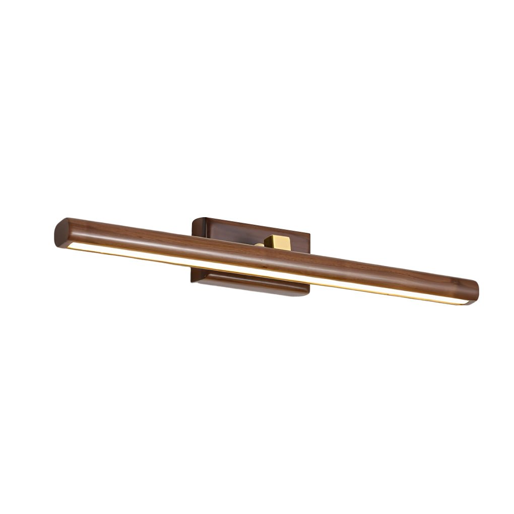 Rotatable Wood and Brass Vanity Light Bar — LED, 180° Adjustable, Three-Color Dimming, 15", 23", or 35"