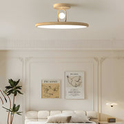 Round Semi-Flush Mount Ceiling Light with Wood Grain Finish - Available in 15.7 and 19.7 Inches