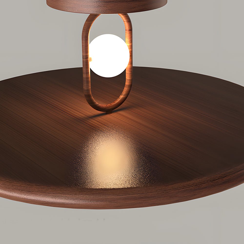 Round Semi-Flush Mount Ceiling Light with Wood Grain Finish - Available in 15.7 and 19.7 Inches