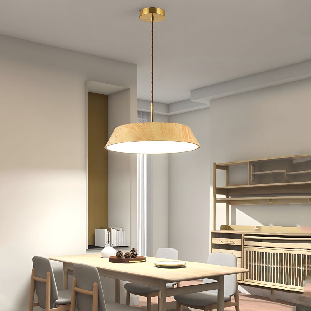 1574 inch round led pendant light in japanese wood style