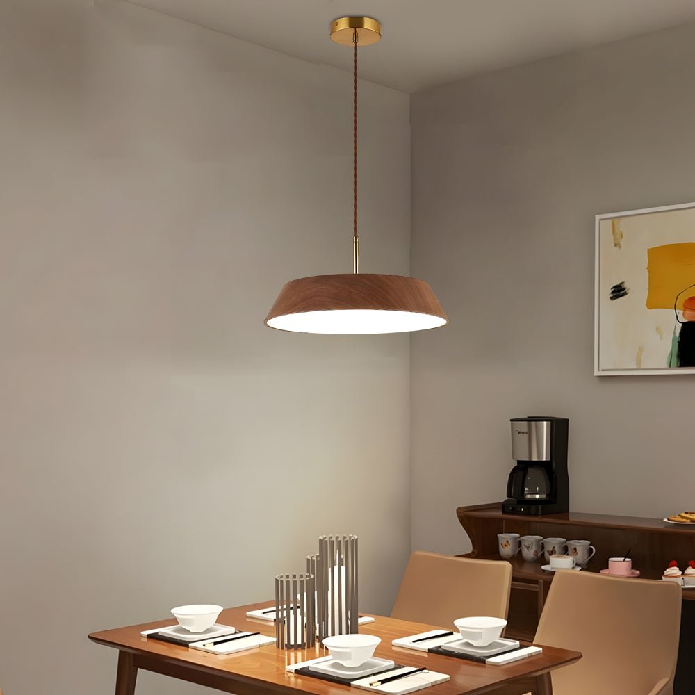 1574 inch round led pendant light in japanese wood style