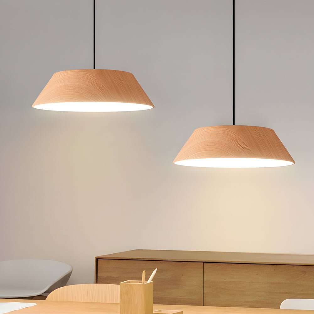 1574 inch round led pendant light in japanese wood style