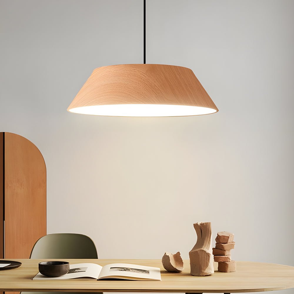 1574 inch round led pendant light in japanese wood style