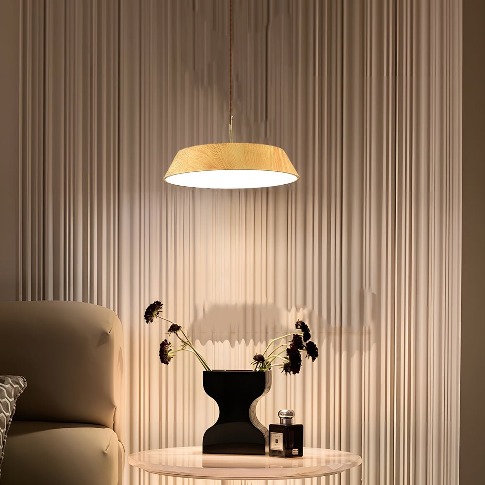 1574 inch round led pendant light in japanese wood style