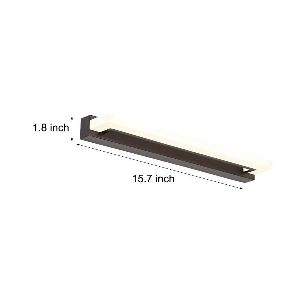 15.74" Linear LED Vanity Light Bar — Black Iron & Acrylic, 8W, Mesh Filter, 3-Step Dimming, 3000K/4500K/6000K