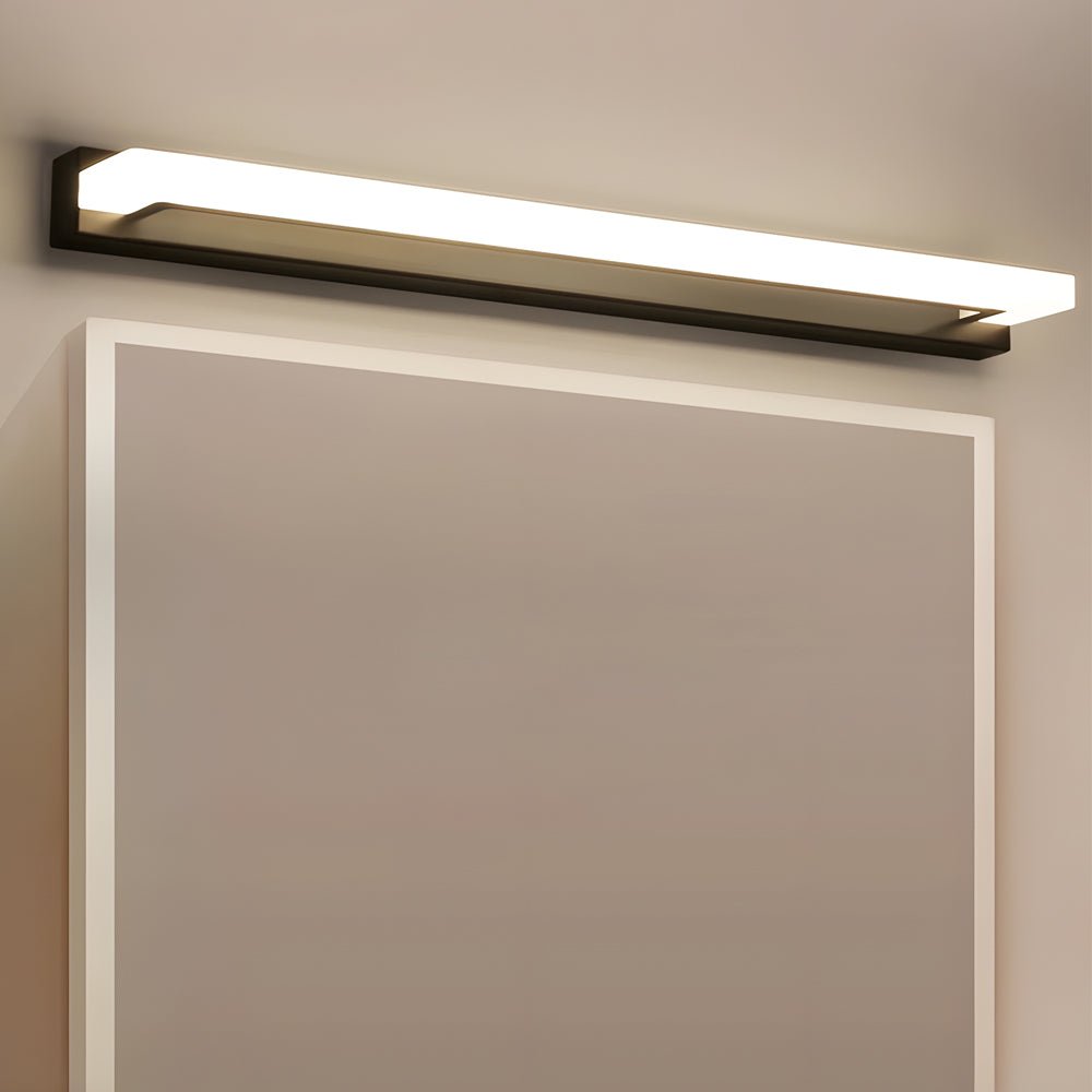 15.74" Linear LED Vanity Light Bar — Black Iron & Acrylic, 8W, Mesh Filter, 3-Step Dimming, 3000K/4500K/6000K