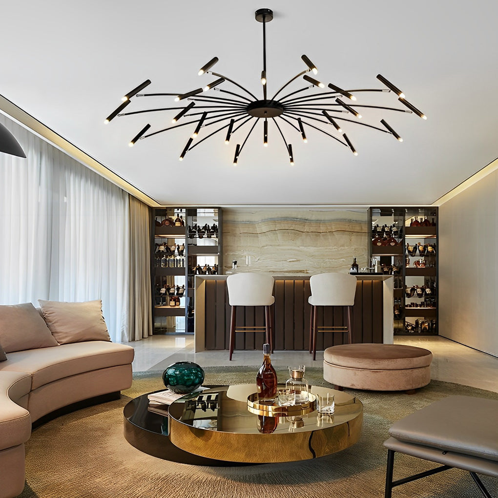Minimalist Adjustable Metal Chandelier — G9 LED, Three-Step Dimming, 3000K/4500K/6000K, 180° Rotatable Head, Black or White