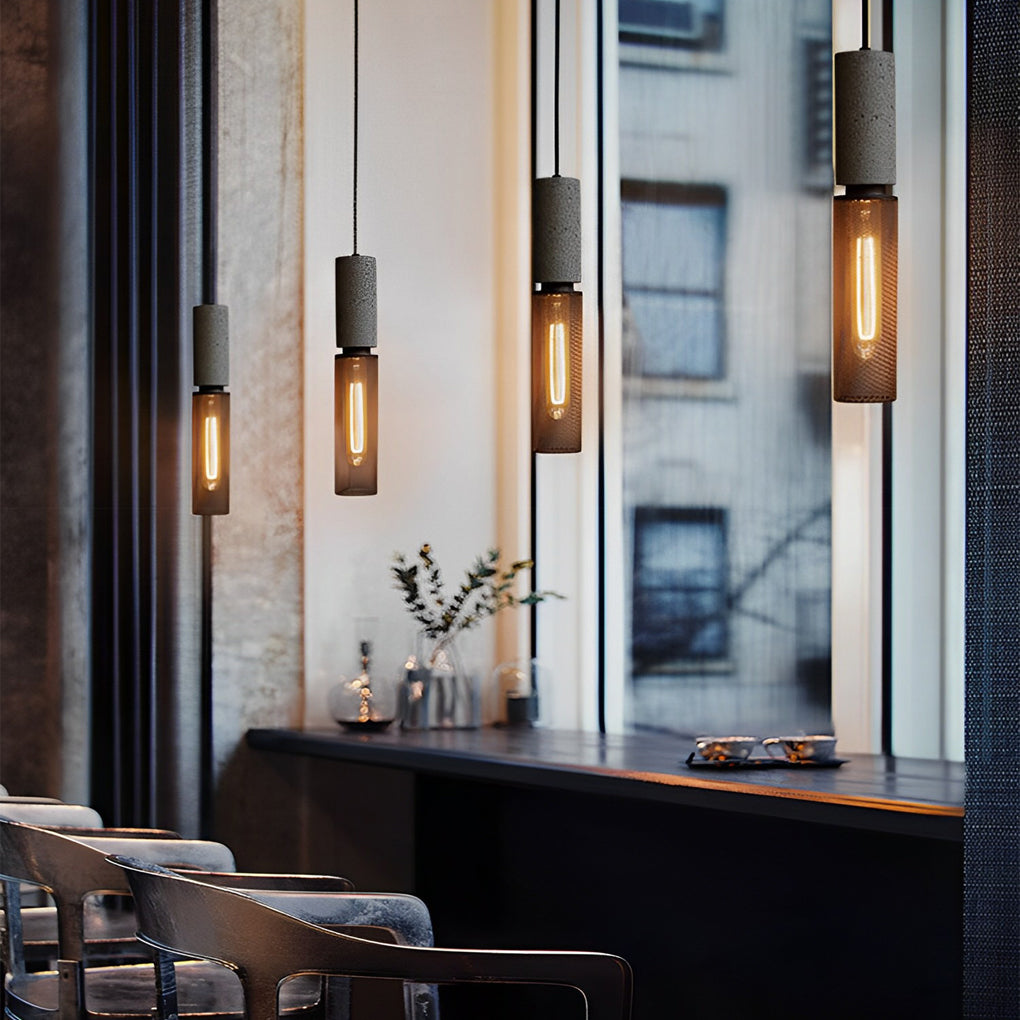 Industrial Cage Pendant — Concrete and Iron, Black, E27, 3000K Warm White