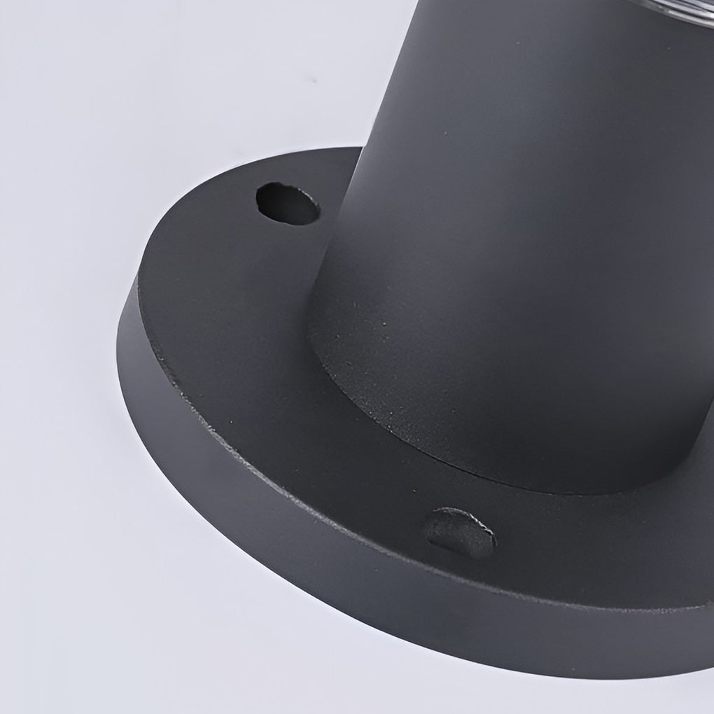 Modern Cylindrical Tapered Solar LED Bollard Light — Black Aluminum, 3-Step Dimming, Remote Control, 24" or 31"