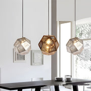 Postmodern Geometric Round Pendant Chandelier — Electroplated Stainless Steel, Hollow Pattern, Silver / Gold / Rose Gold