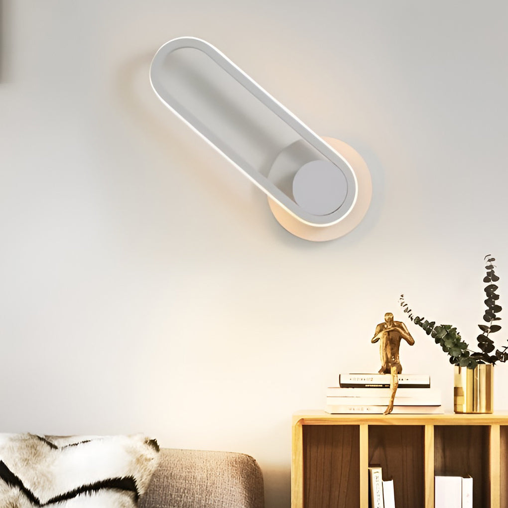 330° Rotatable Rounded-Rectangular LED Wall Sconce — Metal, Silicone Shade, Modern, Gold / Black / White