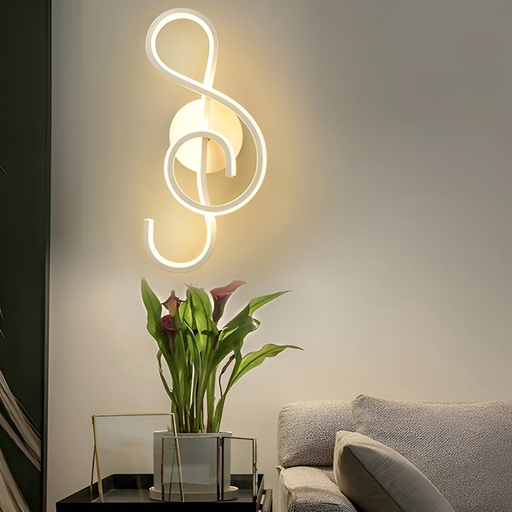 Musical Note LED Wall Sconce — Aluminum, Electroplated, Warm White / Daylight, 6.7" × 14.2"