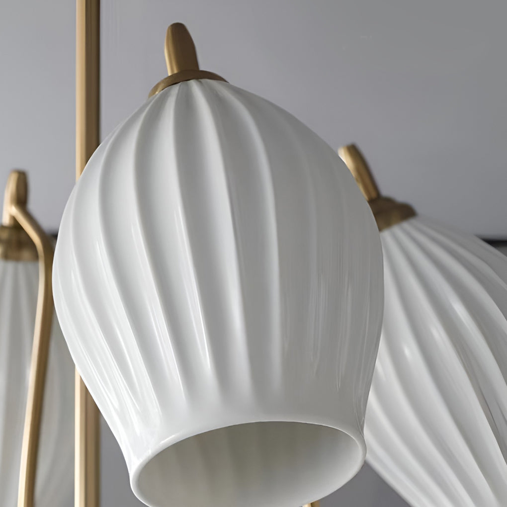 Flower-Shaped Ceramic Modern Chandelier — Iron, E14 12W, 3000K Warm White, 4-Light / 6-Light / 8-Light