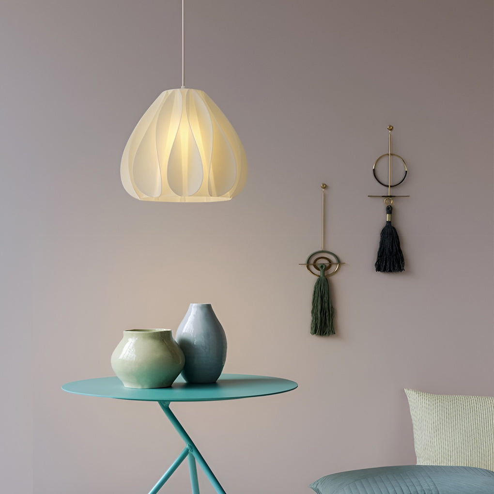 3D-Printed Resin Pendant Light — 16W, 3000K Warm White, Adjustable 78.7" Cord