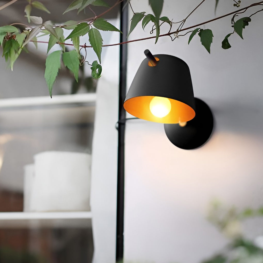 Hat-Style Minimalist Wall Sconce — Matte Iron, E27, 3000K, White / Black / Blue
