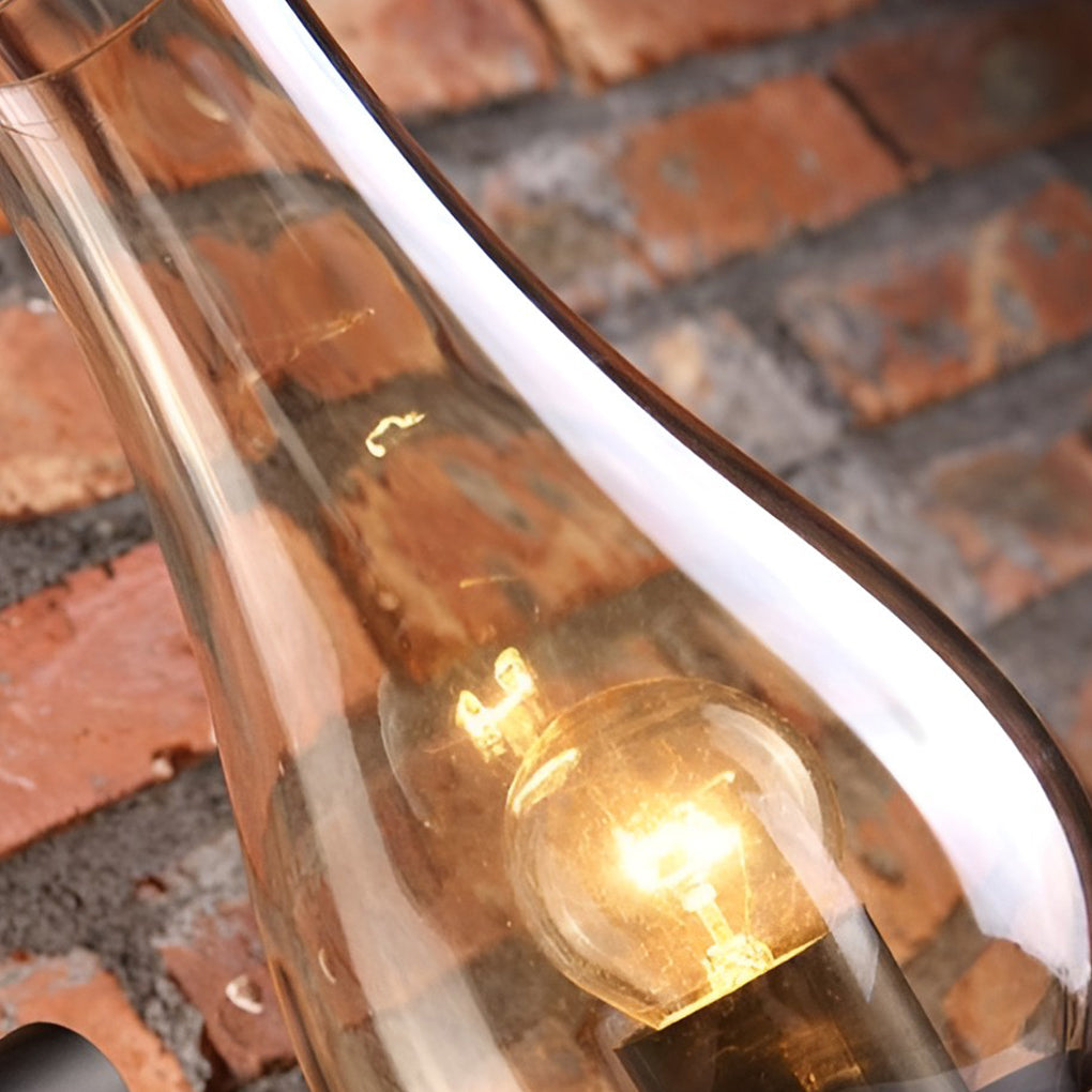 Industrial Retro Wall Sconce — Black Iron, E27, Blown Glass Shade, 8" × 12"