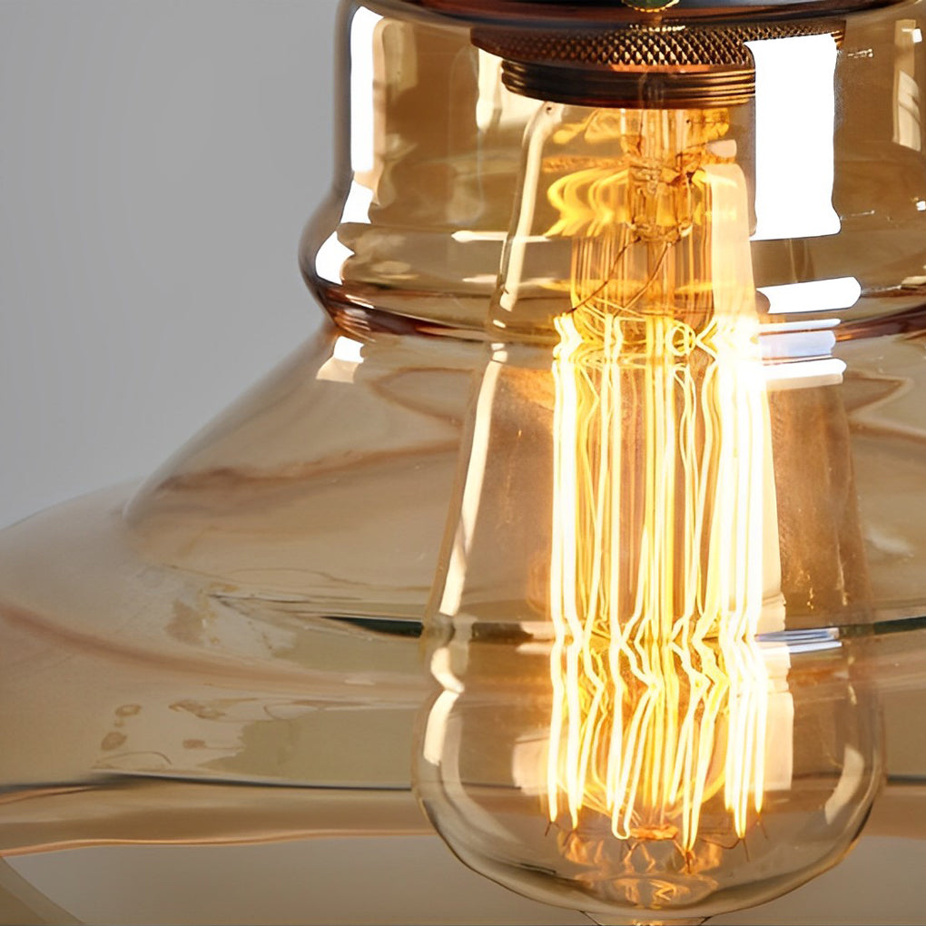 Industrial Retro Mini Pendant — Electroplated Smoke Gray Glass, Adjustable 59" Cord