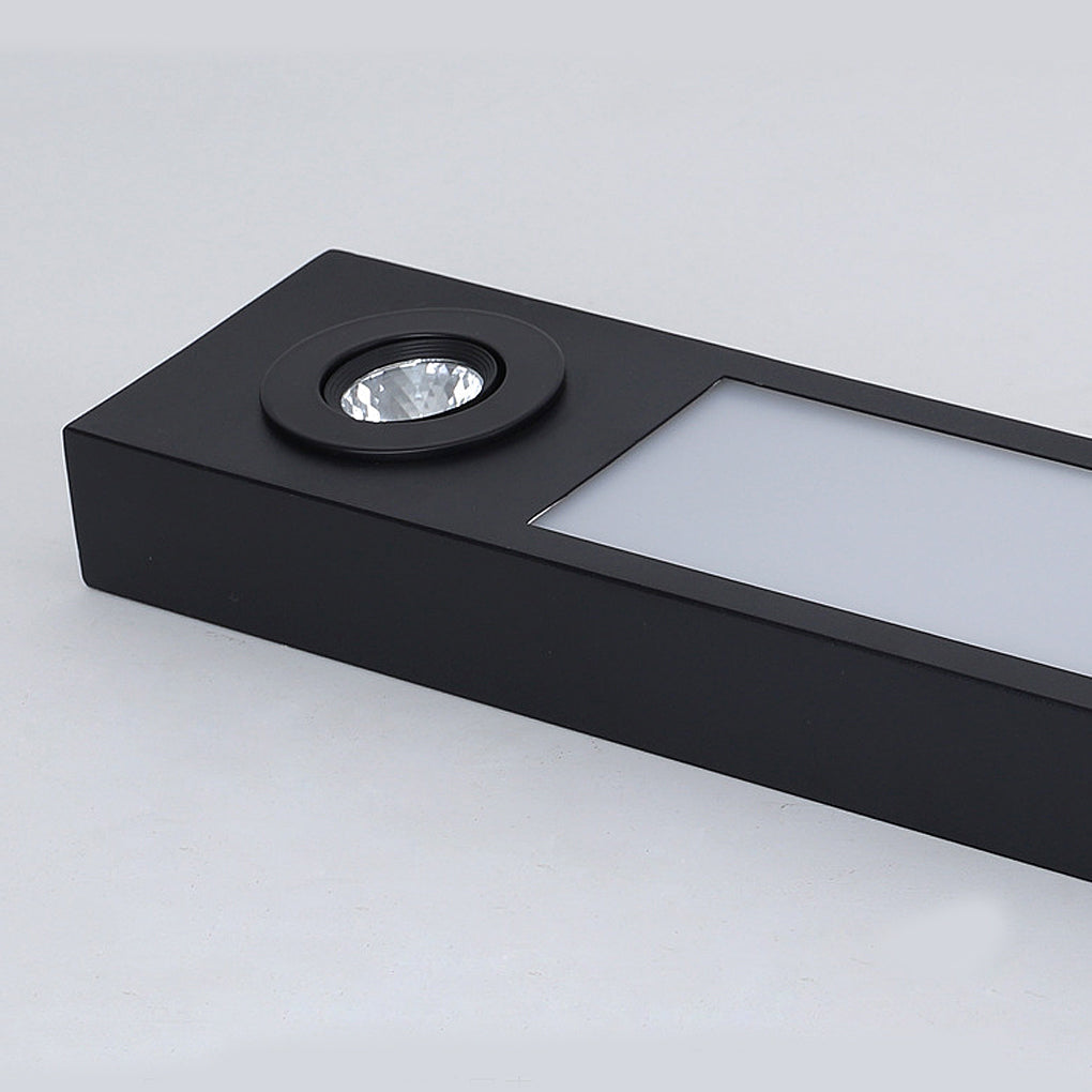 Linear LED Flush-Mount Ceiling Light — Black Iron, Adjustable Spotlights, 2- or 3-Light, 3000K / 6000K